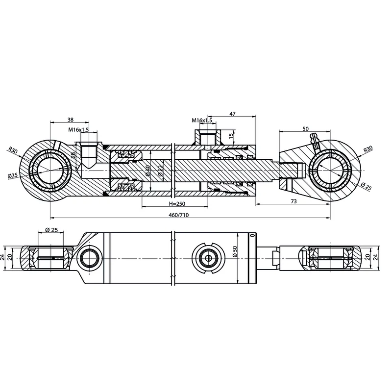 Siłownik hydrauliczny rura-wysyp dwustronny Bizon Z-056 Z